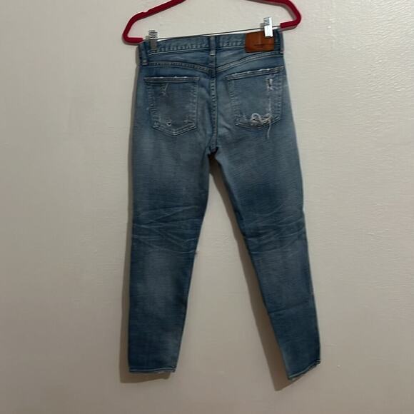 Authentic Moussy Women's 27 Jeans High Rise Light Wash Skinny Distressed Accents - Picture 5 of 7